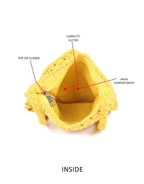 ASTRID Yellow Macrame Boho Chic Crossbody Sling Bag FOR Women - Free Size, Yellow, Canvas, Pack of1